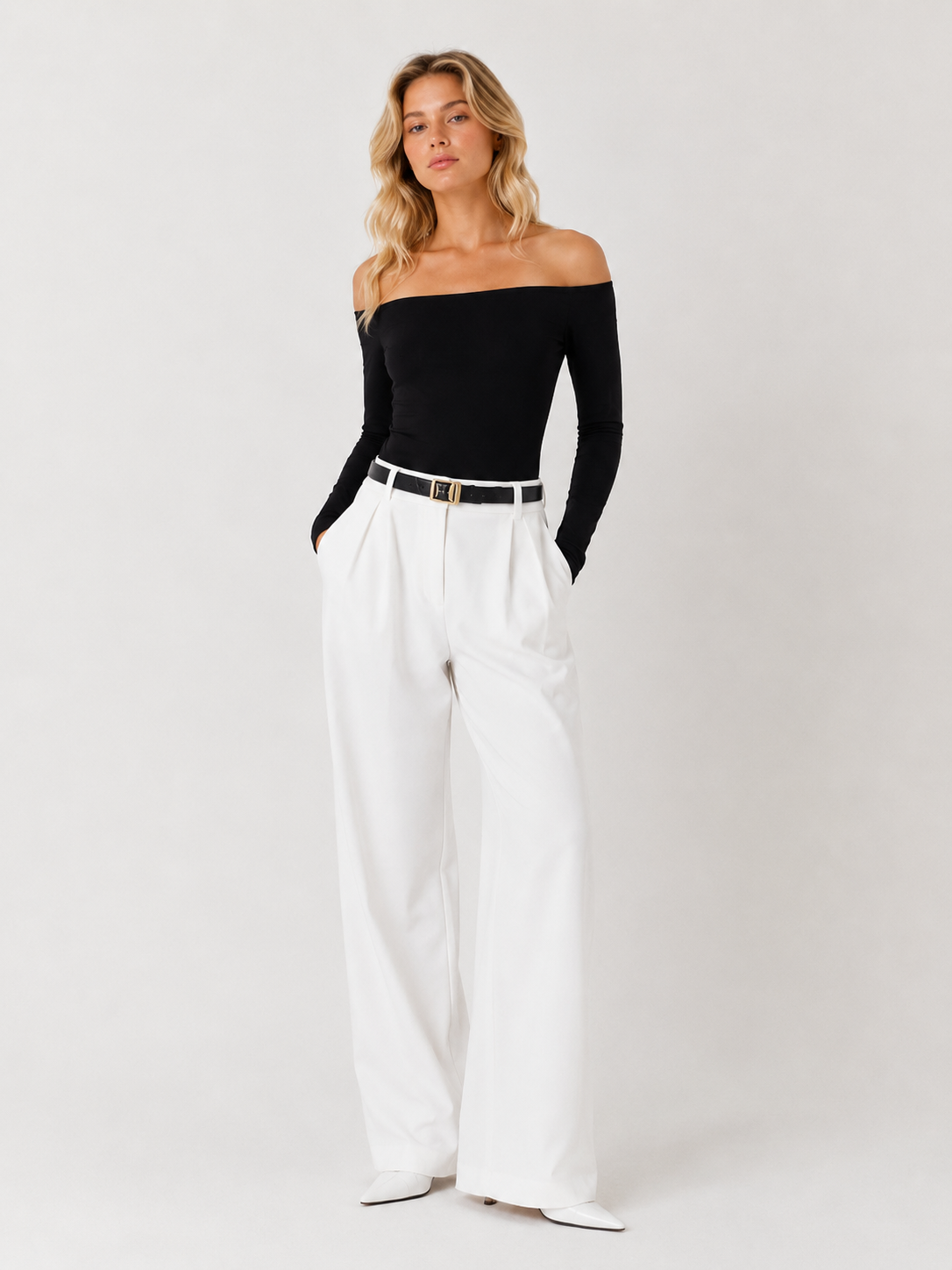 Black off-the-shoulder top